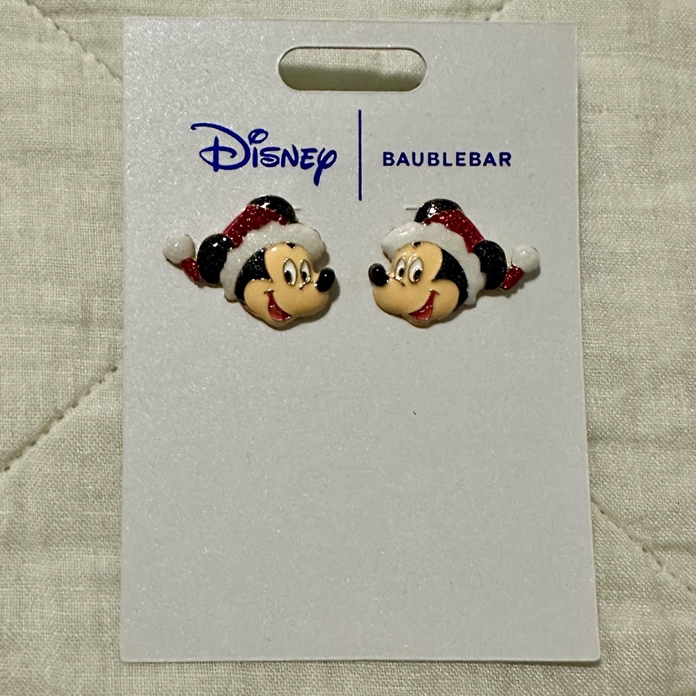 BaubleBar Disney Mickey Mouse Santa Earrings
